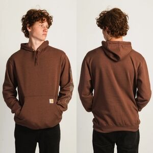 Carhartt "Loose Fit Midweight Logo Sleeve Graphic Hoodie" Maroon | Men's Size XS